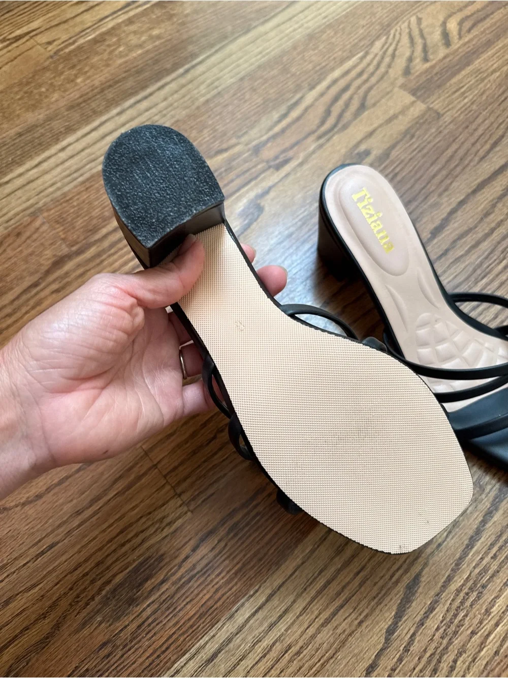 Black Strappy Slide Heels